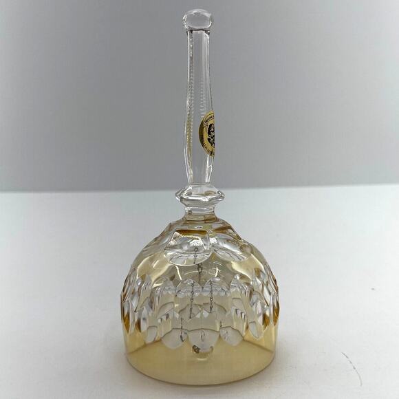 House Of Global Art Hand Cut Lead Crystal Clear / Gold Bell West Germany - Picture 4 of 10